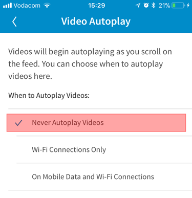 LinkedIn video autoplay